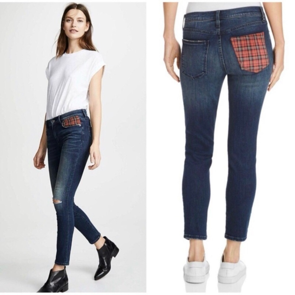 Current/Elliott The Stiletto Jean in Erwin Red Tartan Size 26
